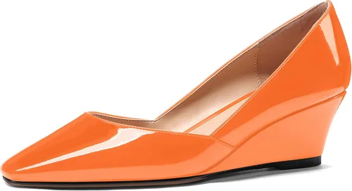Vista 8 de MODENCOCO Zapatos de tacón bajo con cuña de tacón bajo para mujer, con puntera cuadrada, 2 pulgadas Beige