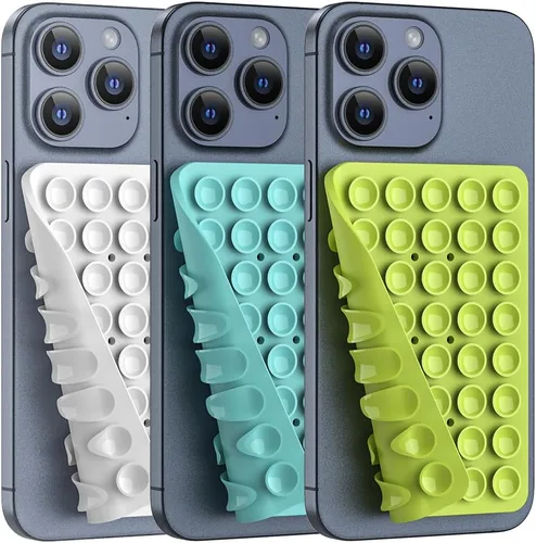 Vista 19 de Soporte de teléfono con succión de silicona de doble cara, accesorio de silicona para iPhone y Android, soporte para teléfono de ducha con espejo