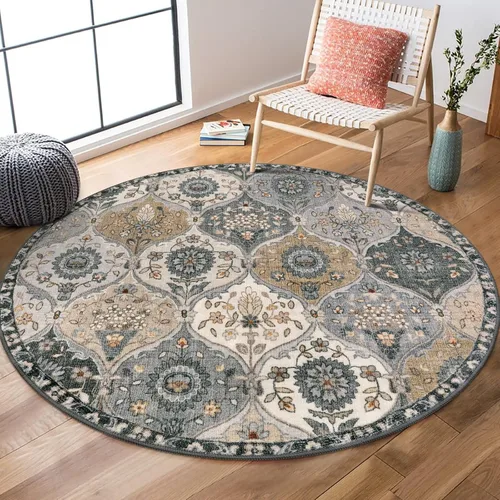 Vista 63 de Lahome - Alfombra marroquí antideslizante y lavable, pequeña alfombra oriental para dormitorio, cocina, entrada, baño, entrada, 61 x 91 cm, crema