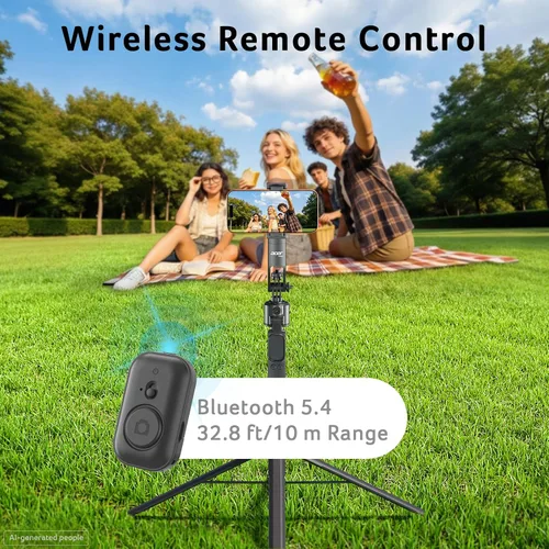 Vista 6 de Acer Gadget - Trípode de seguimiento automático de cara para iPhone, control de gestos, mini anillo de luz desmontable, 64 pulgadas, 360 grados