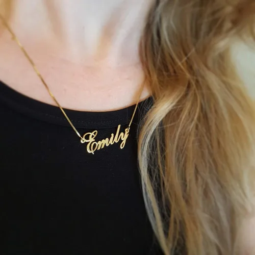 Vista 2 de Ouslier Collar con dije personalizado con cualquier nombre, de plata fina 925, 18