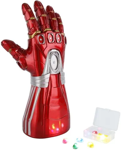 Vista 3 de Iron man Infinity Guauntlet para niños guantes de Iron Man con luz LED con imán extraíble piedras infinitas 3 modos de flash