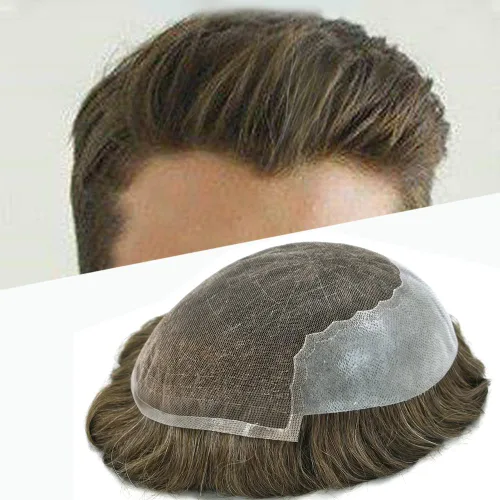 Vista 83 de Mens Toupee Human Hair Replacement System Swiss Lace Toupee For Men Hair Piece Protesis Capilar Mens Hairpiece 5X7#1 Jet Black 120% Density