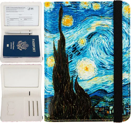 Vista 6 de Soporte para pasaporte, bonita funda para pasaporte, cartera de viaje con ranuras para tarjetas de crédito, cartera de pasaporte RFID impermeable