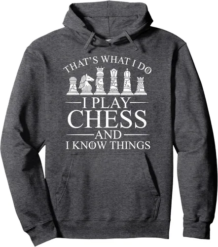 Vista 4 de Sudadera con capucha "I Play Chess And I Know Things", Negro