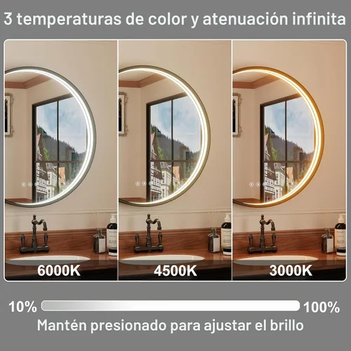 Vista 4 de Espejo de baño LED Bluetooth de 20 pulgadas con antivaho