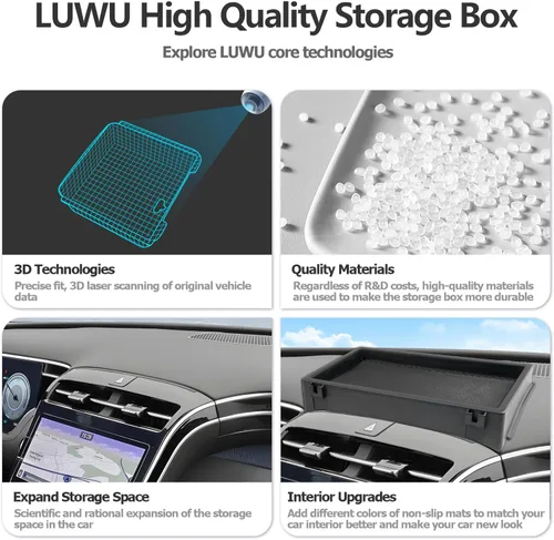 Vista 6 de LUWU Organizador de consola central para tablero de instrumentos Hyundai Santa Cruz 2022-2024, caja de almacenamiento para reposabrazos de Santa