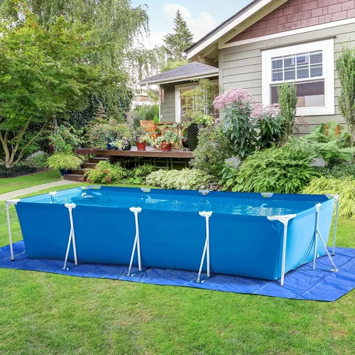 Vista 4 de codree Paños rectangulares de suelo de piscina de 20 x 12 pies, almohadilla de revestimiento de polietileno impermeable para piscina, resistente
