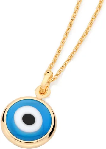 Vista 2 de Rommanel Colgante chapado en oro de 18 quilates con piedra Colgante chapado en oro con piedra azul contra el mal de ojo Impresionante accesorio