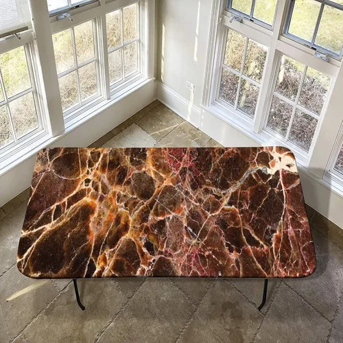 Vista 14 de XISUNYA Mantel de poliéster elástico con diseño de mármol, mantel rectangular de 24 x 36 pulgadas para mesa plegable de 3 pies, mantel ajustable