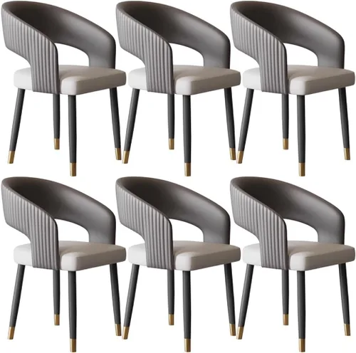 Vista 13 de YVYKFZD Mid Century Dining Chairs, Leather Kitchen Chairs Set, Dining Room Chair with Curved Backrest and Metal Legs, Upholstered Armchair Comfy