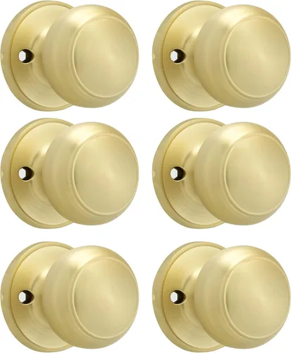 Vista 36 de Goldenwarm Pomos de puerta de paso de bronce champán, 1 paquete de pomos para puerta de armario interior, juego de perillas de puerta de paso