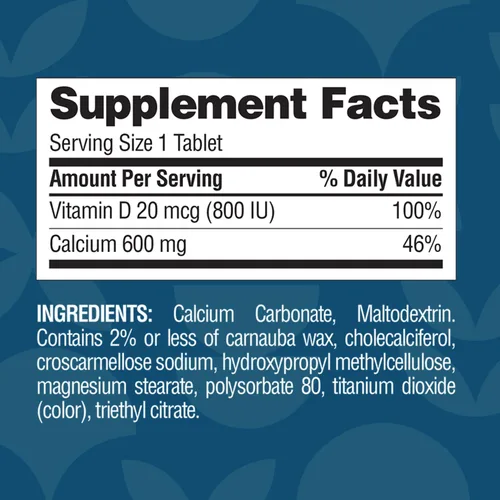 Vista 9 de Nature's Wonder Calcio 600 mg con vitamina D3 20 mcg para la salud ósea, 220 tabletas Daily Mineral Complex for Adults, Helps Maintain Strong