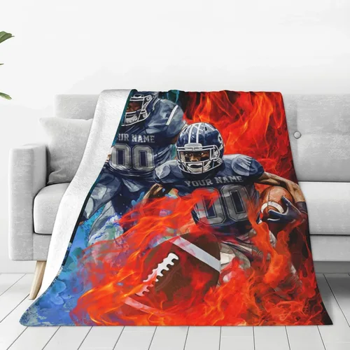 Vista 3 de Dallas - Manta personalizada con estilo de fútbol, con cualquier nombre y número, manta ligera y cálida para viajes, regalos para hombres, mujeres