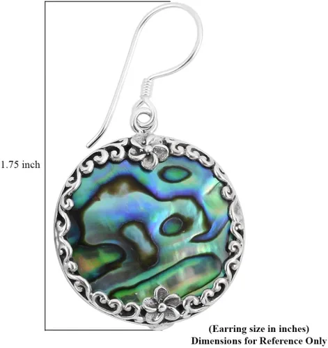 Vista 5 de Shop LC - Aretes colgantes con concha de abulón azul para mujer, plata esterlina 925
