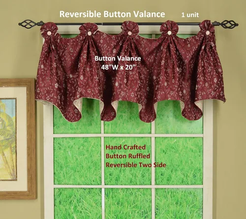 Vista 4 de Today's Curtain Madison - Cenefa reversible con botones, 20 pulgadas de largo, color burdeos