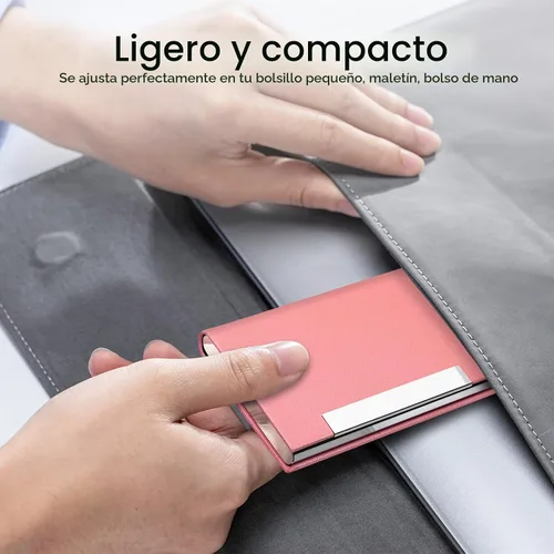 Vista 7 de Padike - Tarjetero profesional de cuero PU y acero inoxidable con múltiples ranuras, tarjetero con cartera para tarjetas de crédito, documento