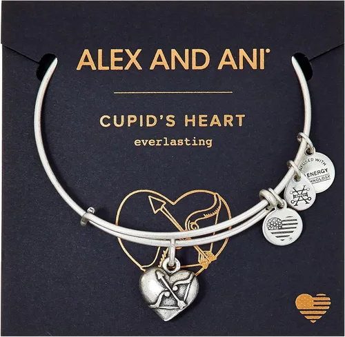 Vista 2 de Alex and Ani Pulsera con dije de corazón de Cupido II de plata rabelia, Latón