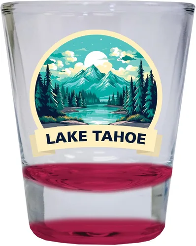 Vista 6 de Lake Tahoe California Design A Souvenir - Vaso de chupito redondo de 1.5 onzas, color azul Azul Individual