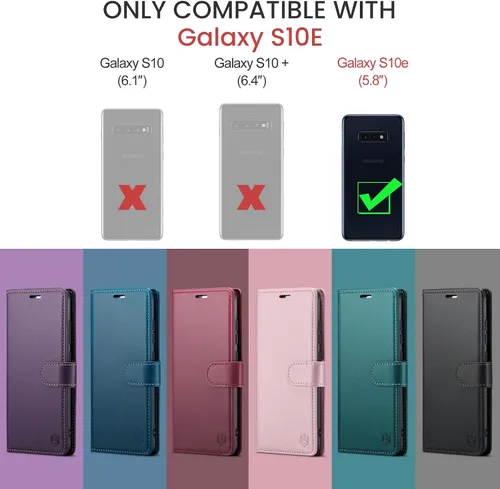 Vista 2 de FLIPALM - Funda tipo cartera para Samsung Galaxy S10e de 5.8" (no S10 6.2"), color negro Titular de la tarjeta, bloqueo RFID, cuero PU Folio Flip