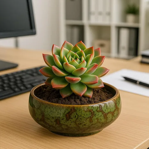 Vista 7 de Oncpcare Maceta en Forma de Tazón de Loto – Maceta de Cerámica para Plantas de Agua Sagradas, Bonsái, Flores de Loto, Jarrón Superficial