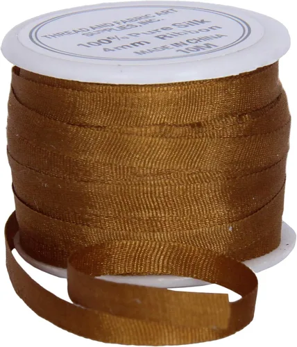 Vista 82 de Threadart Cinta de seda 100% pura - 3 tamaños - Docenas de colores - Castaño - 2 mm No. 524 Soft 100% pure silk ribbon on a single spool - perfect