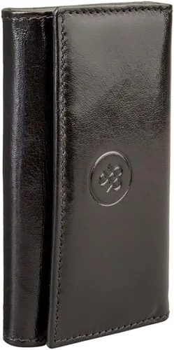 Vista 2 de Maxwell Scott Quality Leather Key Case Wallet The Lapo Handmade In Italy Night Black
