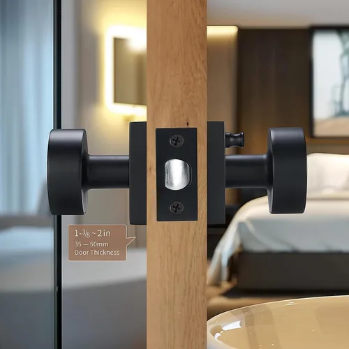 Vista 4 de Pomos de puerta de privacidad color negro mate - Manijas modernas para pasillo, dormitorio y baño