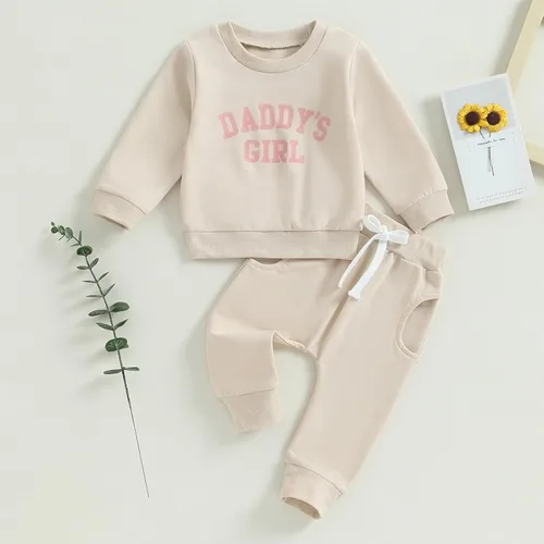 Vista 2 de YINGISFITM Conjunto de sudadera con estampado para bebé y niña, sudadera larga para otoño e invierno