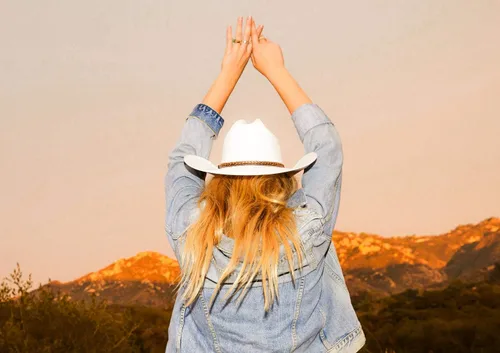 Vista 6 de Enimay Sombrero de vaquero del viejo oeste y vaquera, estilo de ala ancha