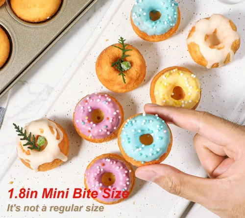 Vista 2 de Webake Paquete de 2 mini moldes para tartas de tubo estriado, tamaño de mordida antiadherente de 12 tazas, 1.8 pulgadas, pequeño molde para tartas