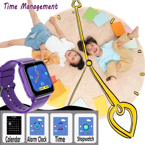 Vista 8 de iCHOMKE Reloj inteligente para niños, reloj inteligente para niñas y niños con 26 juegos, grabadora de video y reproductor, calendario podómetro