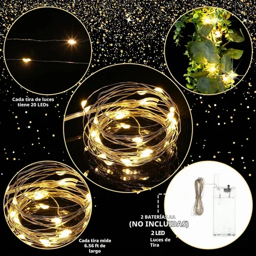 Vista 2 de Paquete de 2 guirnaldas artificiales de eucalipto de 6 pies con luces para primavera y verano, guirnaldas de imitación de eucalipto falso, hojas