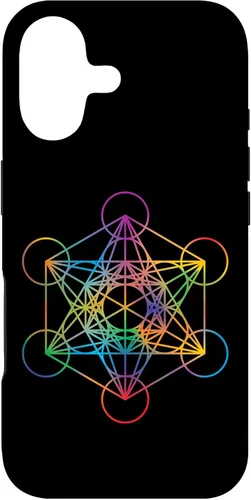 Vista 32 de iPhone 16 Geometría Sagrada Metatrón Cubo Chakra con Funda Geométrica