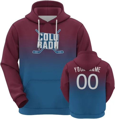 Vista 9 de Custom Hockey City Map Gradient Hoodies-Personalized Name Number Hooded Sweatshirts Hockey Fans Gifts for Men,Women,Youth