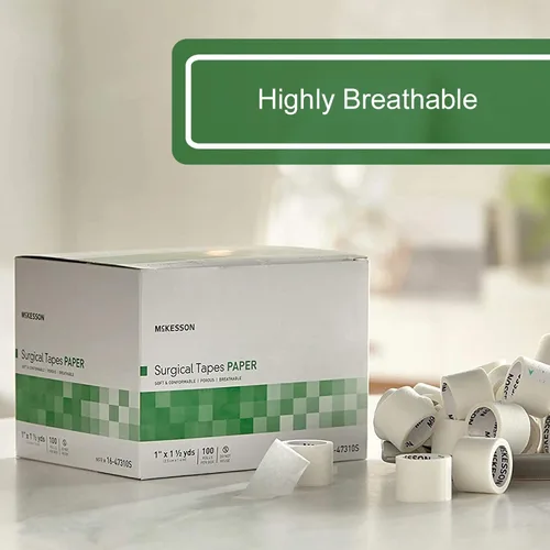 Vista 9 de McKesson Cintas quirúrgicas, no estériles, de papel, transpirable, 1 in x 1 1/2 yardas, 100 rollos, 1 paquete