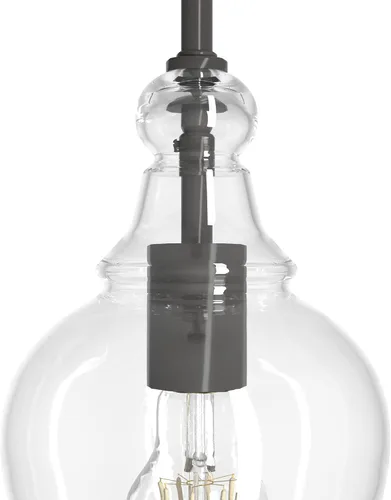 Vista 4 de Hunter - Maple Park 1-light Noble Bronze, Mini lámpara colgante, regulable, estilo casual, forma de campana, para dormitorios, cocinas, comedor