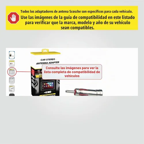 Vista 2 de Scosche MDAB - Adaptador compacto de antena micro/Delco para estéreo de automóvil compatible con vehículos GM e importación seleccionados 1985-2013