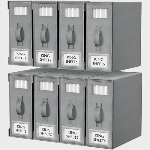 Vista 10 de Criusia Organizadores y Almacenamiento de Sábanas, Paquete de 4 Organizadores Plegables para Armario de Ropa Blanca – Soporte de Ropa de Cama