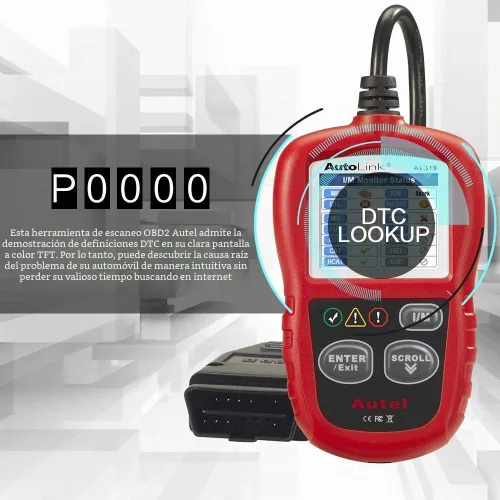 Vista 5 de Autel Autolink AL319 - Lector de código, OBD2, escáner, para automóvil, fallo del motor, herramienta de diagnóstico, CAN, para todos los coches