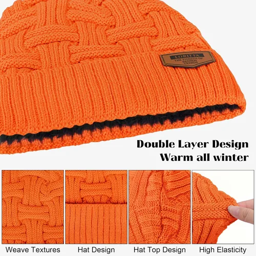Vista 42 de Loritta Gorro de invierno cálido de punto grueso y holgado para hombre