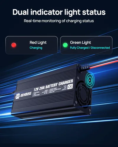 Vista 6 de Cargador de batería de litio de 12V 20A Entrada de CA a CC con conector