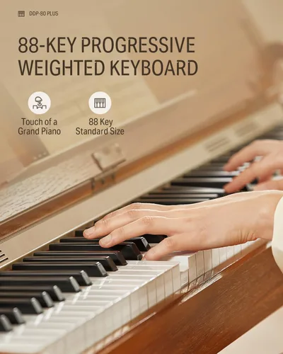Vista 2 de Donner Piano digital DDP-80 PLUS + banco de piano blanco