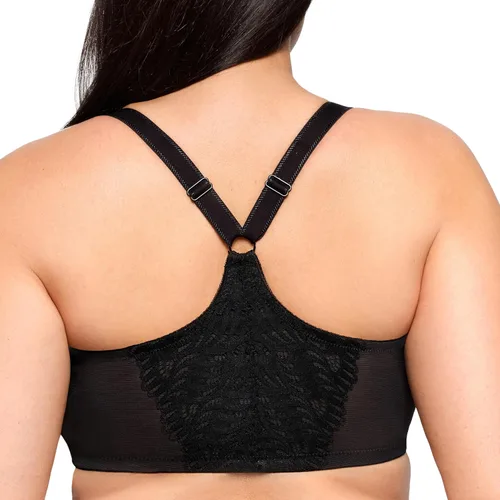 Vista 2 de Glamorise - Brasier para mujer con cierre frontal, espalda en T y varillas Wonderwire, #1246 Negro