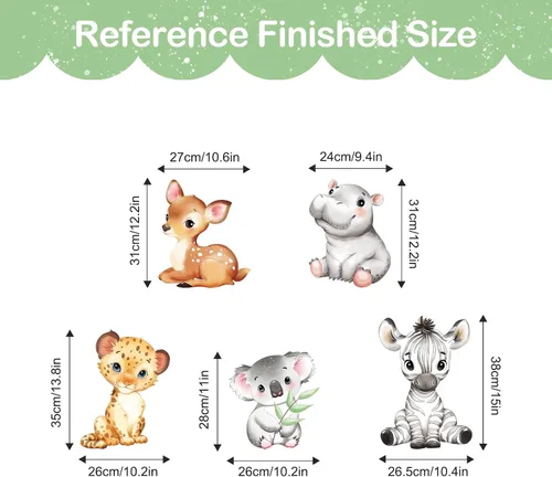 Vista 4 de Tanlaby Pegatinas de pared de animales de la selva de dibujos animados de animales del bosque Zebra Forest Peel and Stick Art Sticker for Baby