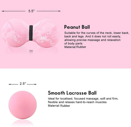 Vista 3 de TXJ Sports Pelotas de masaje: bola de lacrosse y bola de masaje de maní, bola de fascia para tejido profundo, liberación miofascial, terapia