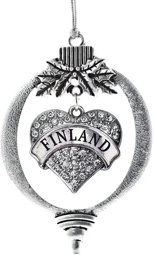 Vista 153 de Inspired Silver Adornos festivos de dije de corazón pave de plata con circonitas cúbicas