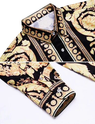 Vista 5 de Pacinoble - Camisa de vestir de manga larga para hombre, diseño de lujo, moderna y estampada.