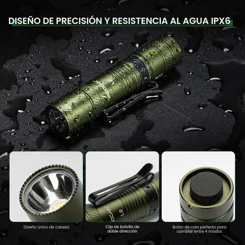 Vista 7 de PIOOCAN Linternas Recargables de 1200 Lúmenes, Linterna EDC de Bolsillo AA de Alto Lúmenes con Clip, Linternas Pequeñas Súper Brillantes, Linterna