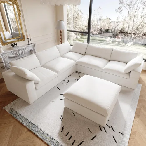 Vista 35 de Cloud - Sofá modular convertible de 80.3 pulgadas en forma de L para sala de estar con otomana de almacenamiento, sofás profundos minimalistas